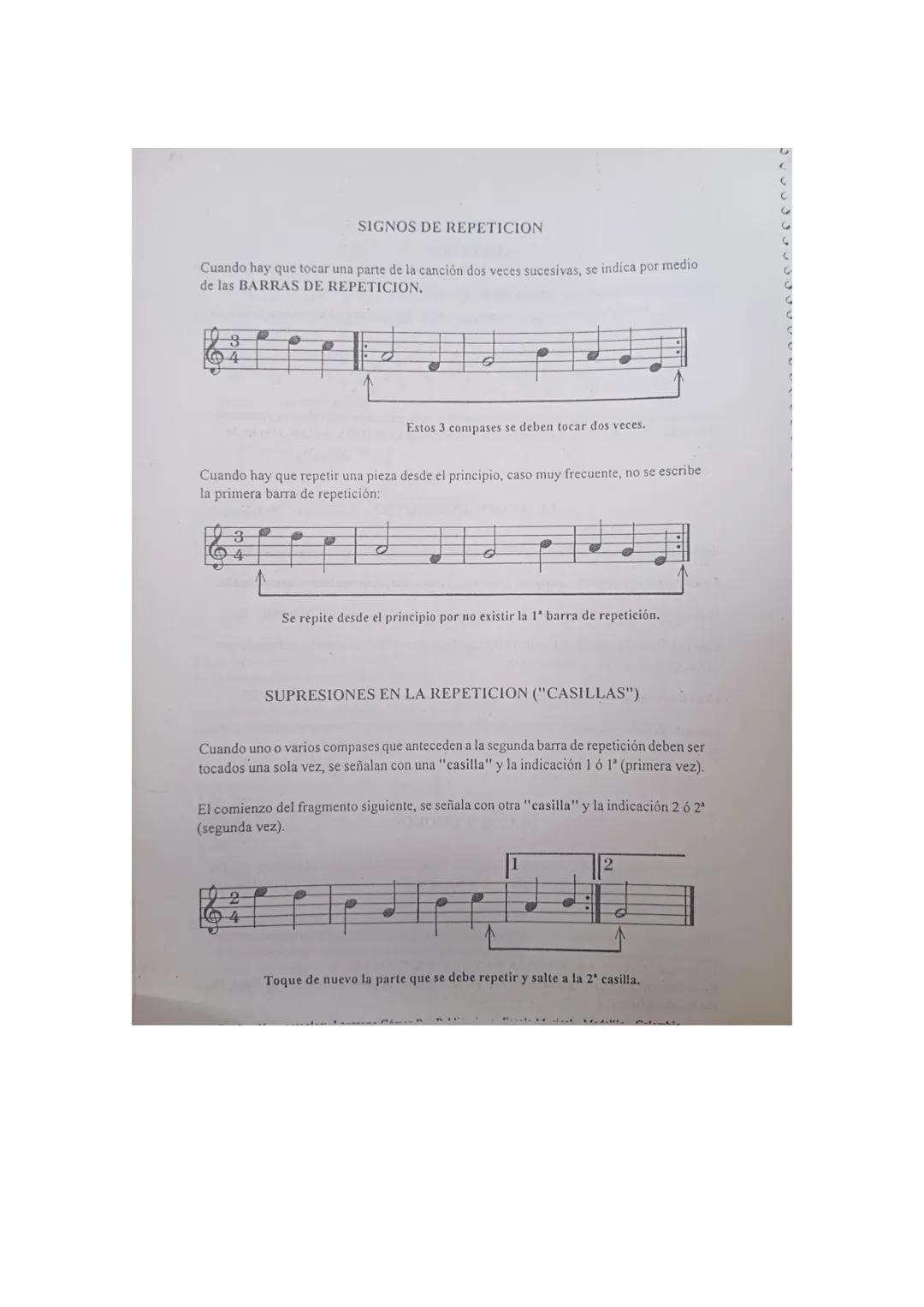 # SIGNOS DE REPETICION
Cuando hay que tocar una parte de la canción dos veces sucesivas, se indica por medio
de las BARRAS DE REPETICION.

E