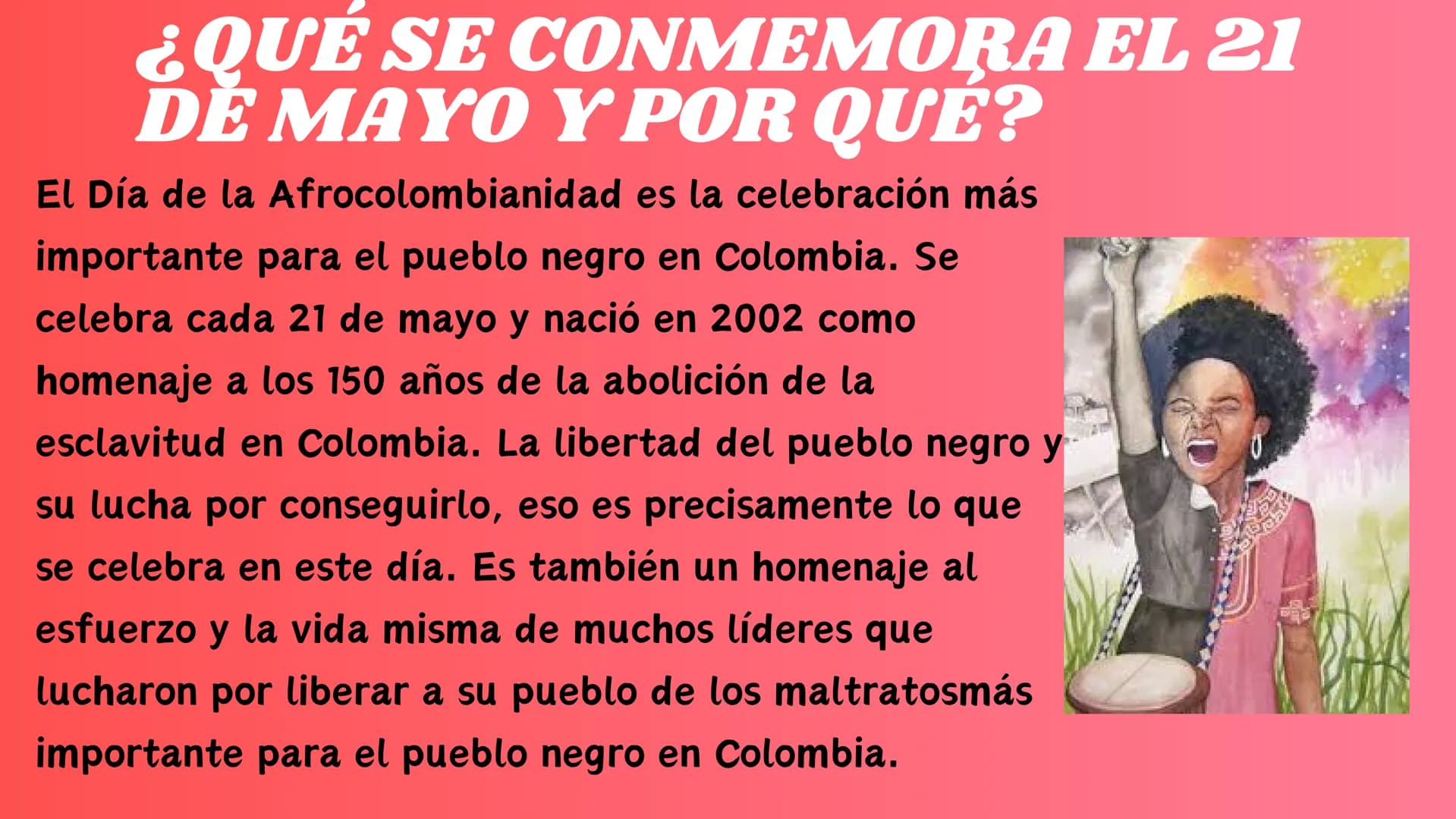 CULTURA
AFROCOLOMBIANĄ
LO QUE DEBES SABER!
GIRL Quienes son los
afrocolombianos?
Este termino se usa para
referirnos a las personas que son
