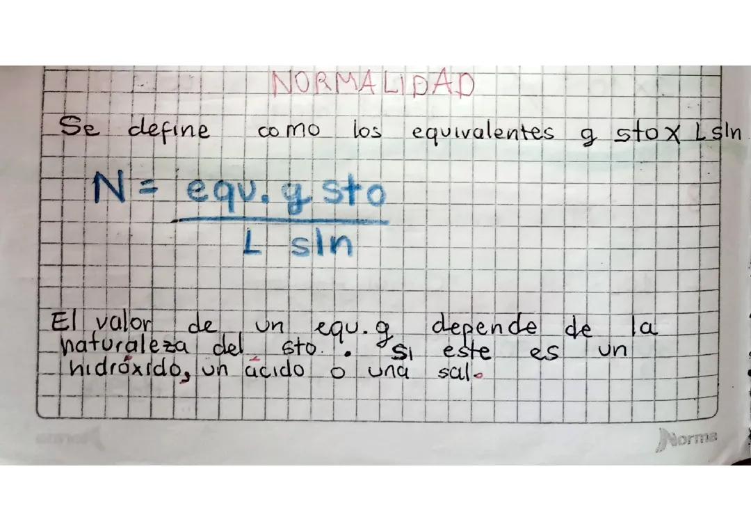 Conceptos Básicos: Normalidad y Equivalente Gramo
