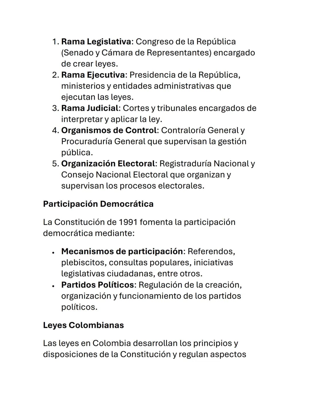 Constitución y Leyes
Colombianas
Introducción
La Constitución Política de Colombia, promulgada en
1991, es la máxima norma del ordenamiento 