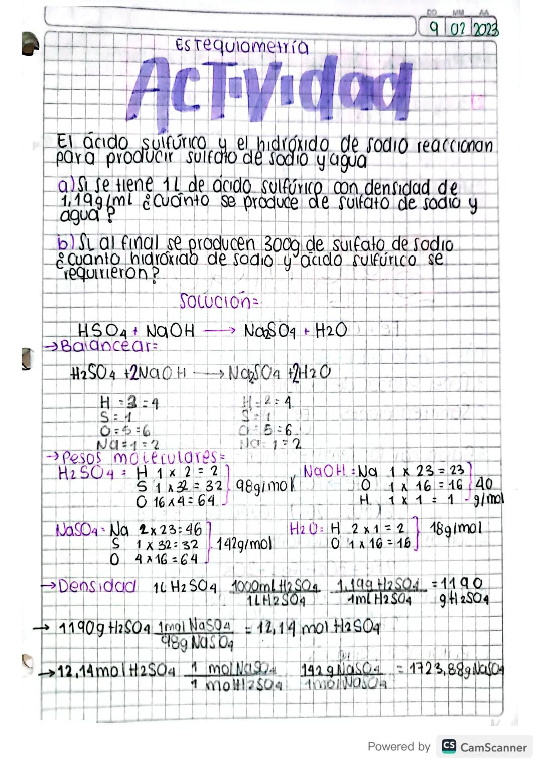 DD
MM AA
3 02 2023

# EstequioMCTRIQ

PASO 1= Escribir la ecuación química
Paso 2: Balancear la ecuación
Paso 3: Hallar los pesos moleculare