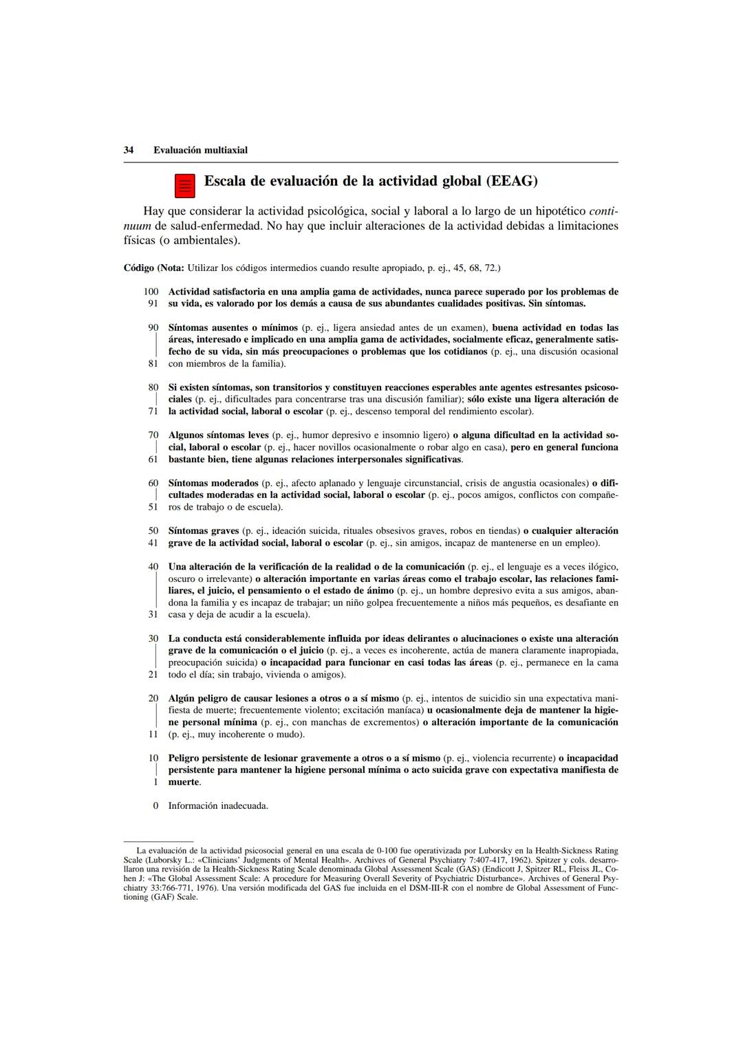 # Evaluación multiaxial

Un sistema multiaxial implica una evaluación en varios ejes, cada uno de los cuales concier-
ne a un área distinta 