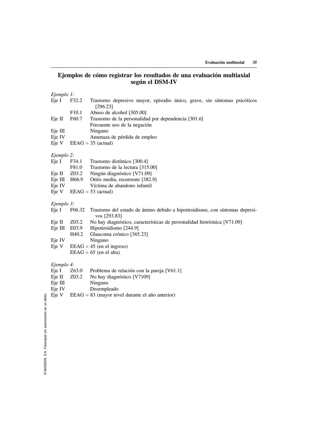 # Evaluación multiaxial

Un sistema multiaxial implica una evaluación en varios ejes, cada uno de los cuales concier-
ne a un área distinta 