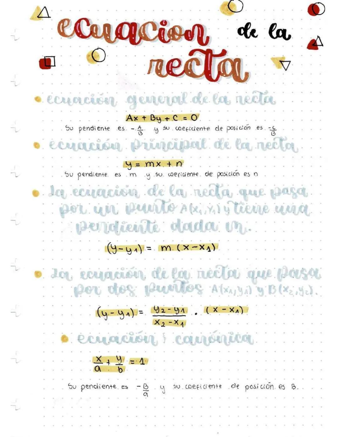 ECUACION DE LA RECTA 