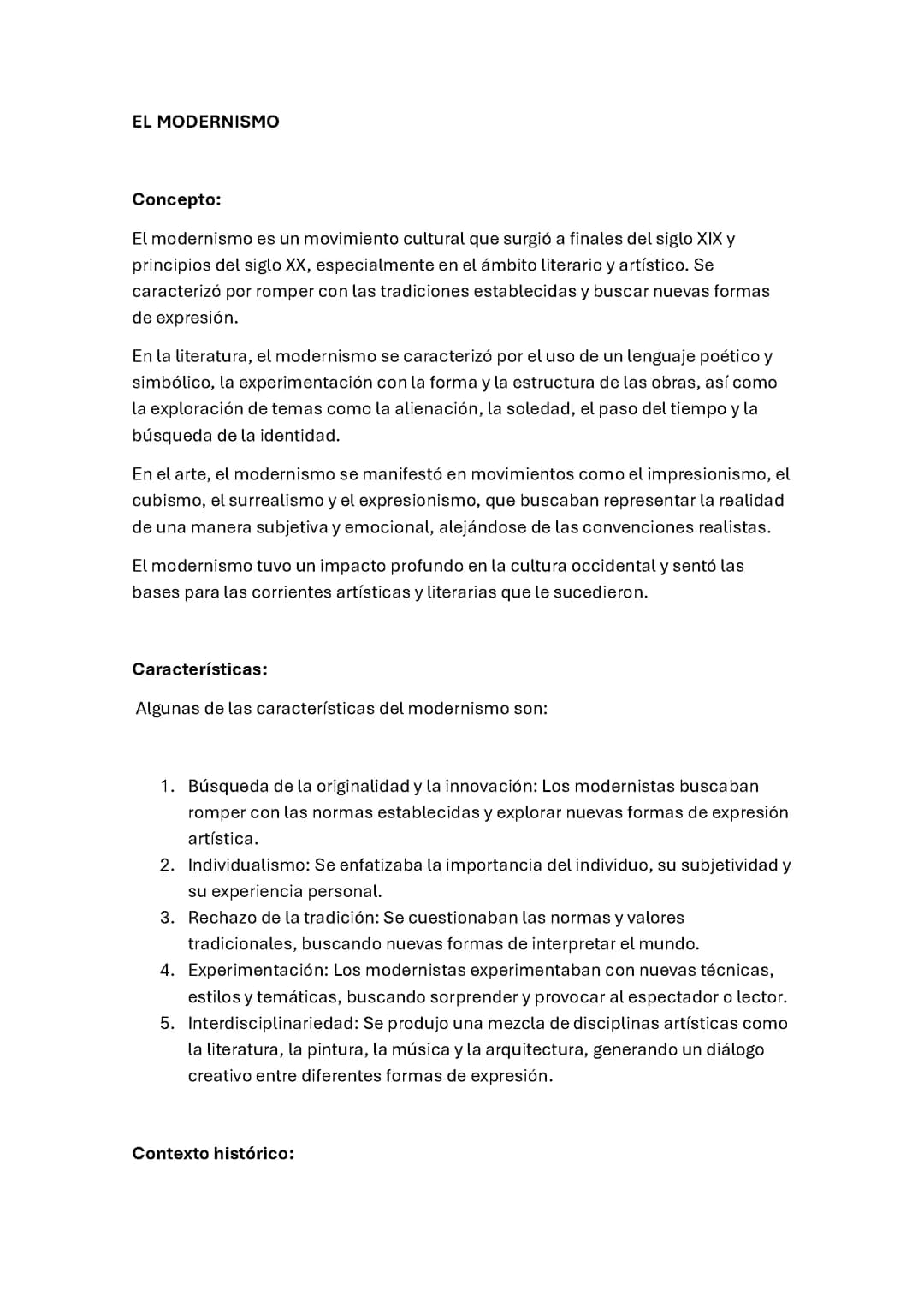 El modernismo 