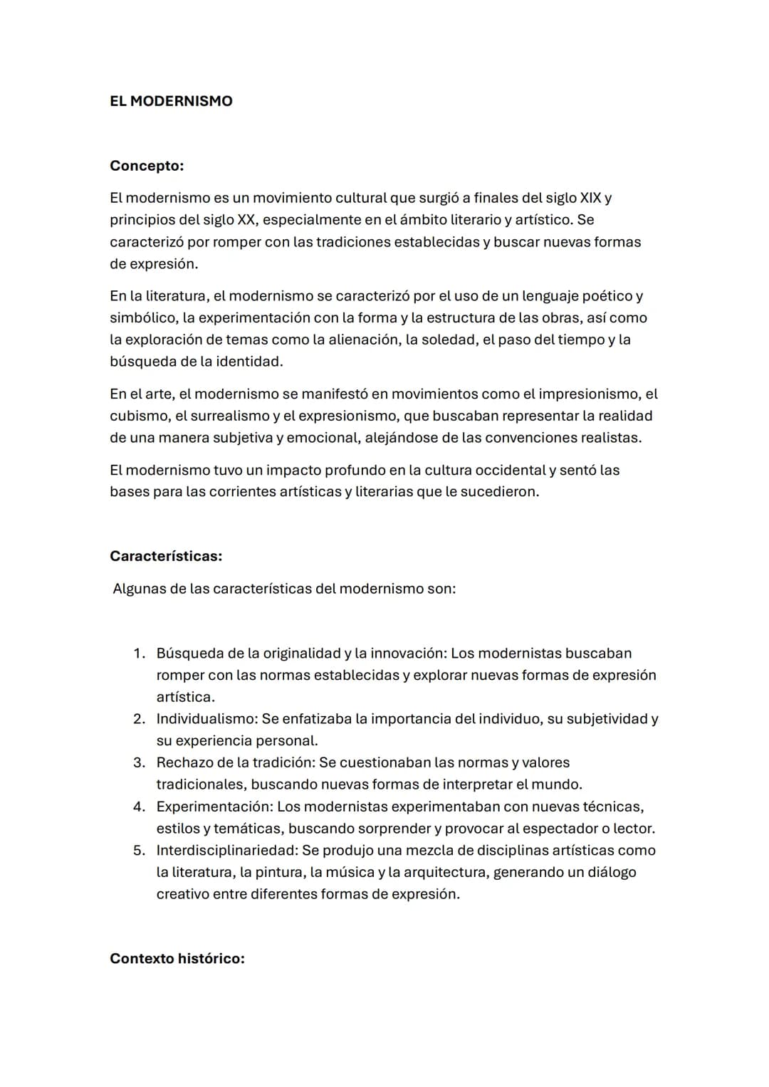 EL MODERNISMO
Concepto:
El modernismo es un movimiento cultural que surgió a finales del siglo XIX y
principios del siglo XX, especialmente 