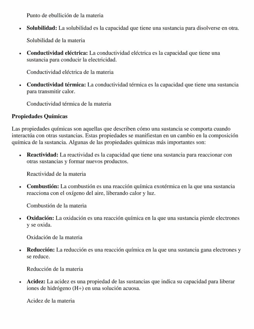 Propiedades Químicas y Físicas de la Materia
Introducción
La materia es todo aquello que ocupa espacio y tiene masa. Está formada por partíc
