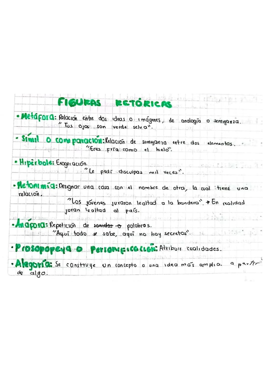 FIGURAS
RETÓRICAS
•Metáfora: Relación entre dos ideas o
"
Tus
Imágenes, de analogia o semejanza.
Ojos son verde selva".
Simil o comparacion: