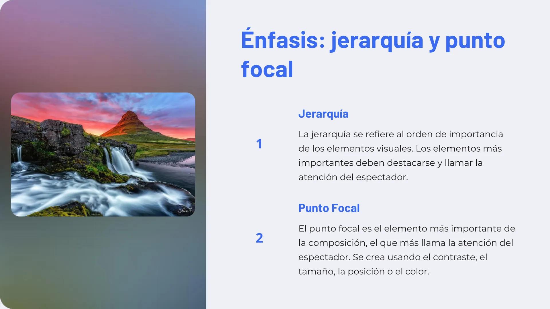 Introducción a los
principios de
composición
La composición es la organización de los elementos
visuales en una obra de arte. Es un proceso 