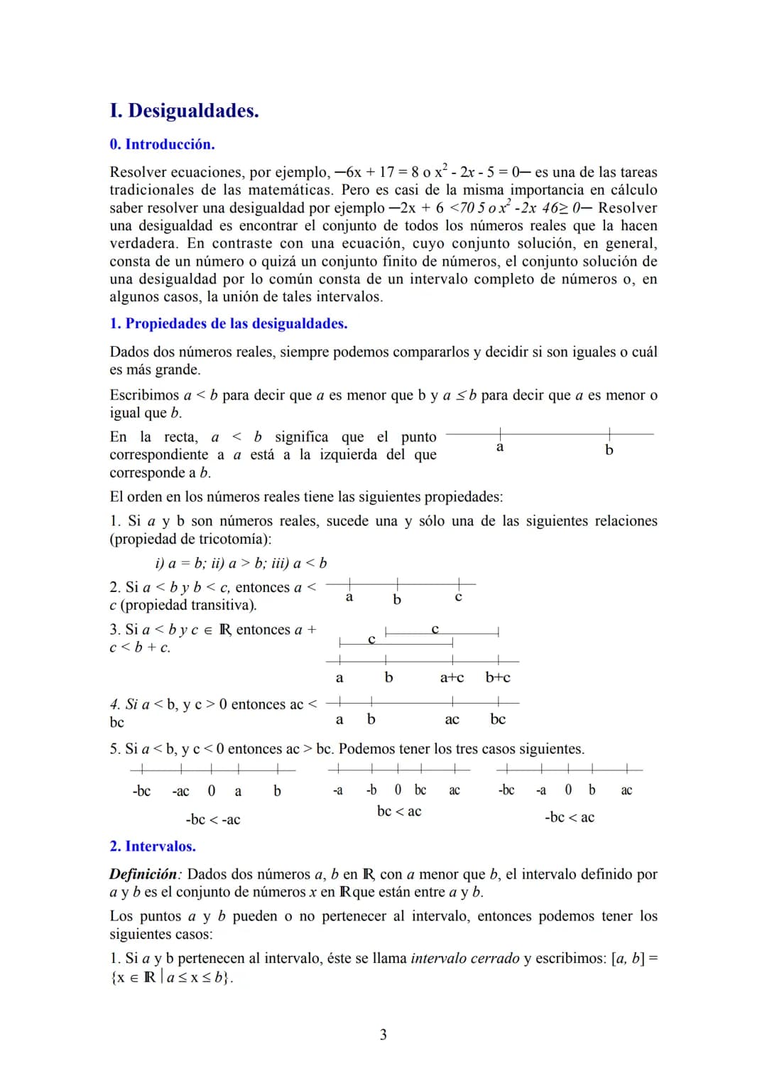 Contenido
Desigualdades
I. Desigualdades..
0. Introducción......
1. Propiedades de las desigualdades.
2. Intervalos..........
3. Problemas d