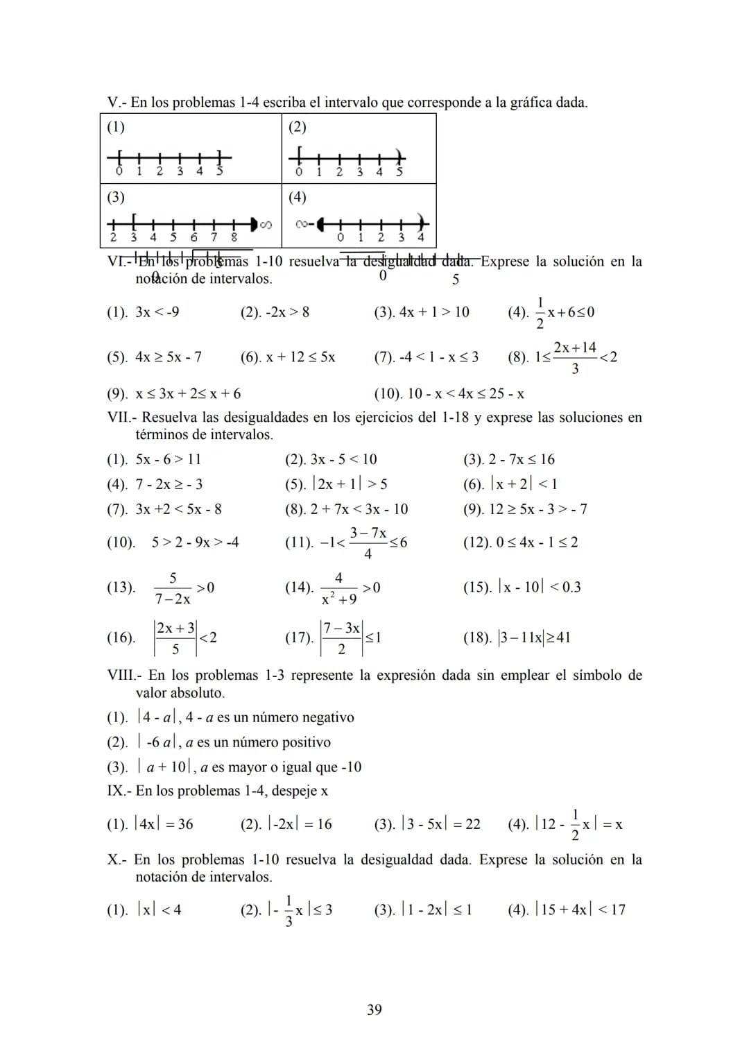 Contenido
Desigualdades
I. Desigualdades..
0. Introducción......
1. Propiedades de las desigualdades.
2. Intervalos..........
3. Problemas d