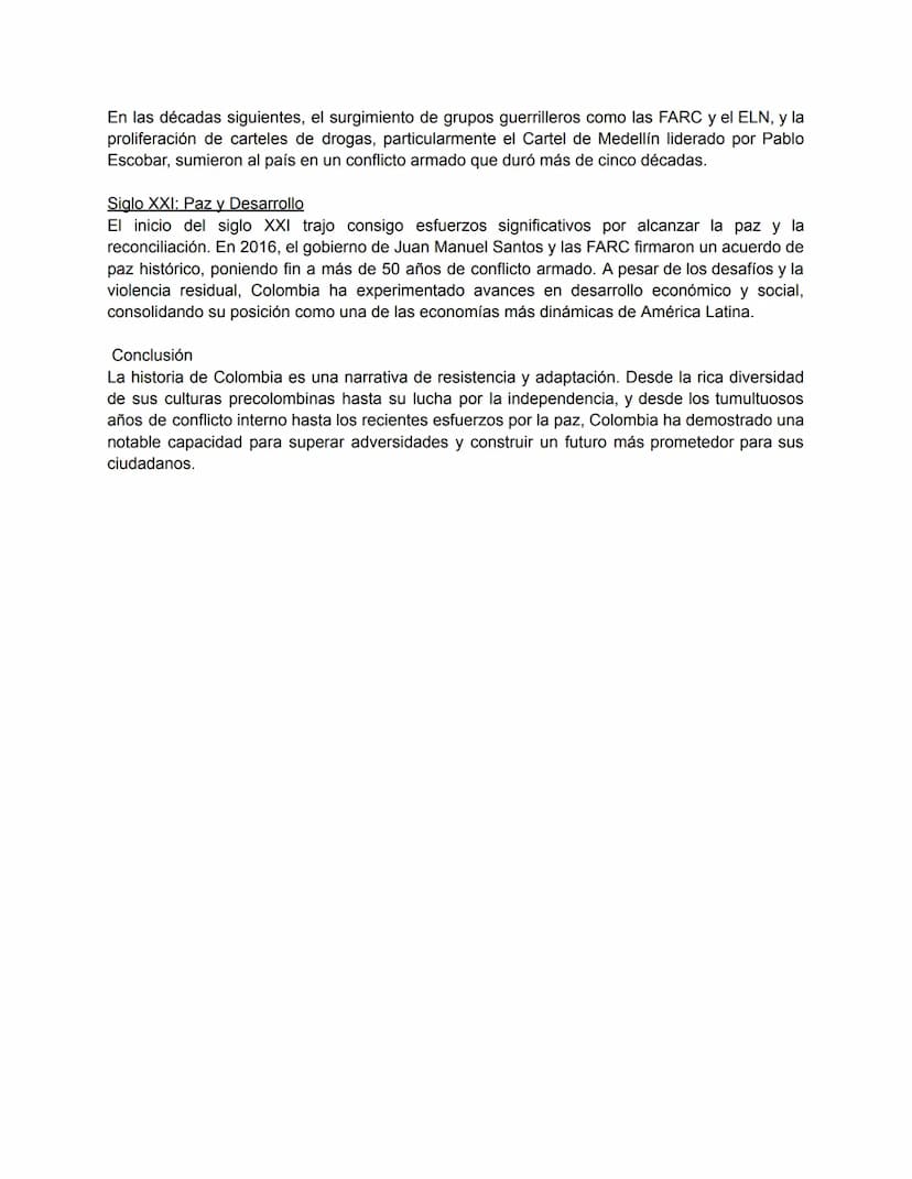 INFORME HISTORIA COLOMBIANA
Período Precolombino
Antes de la llegada de los españoles, el territorio que hoy es Colombia estaba habitado por