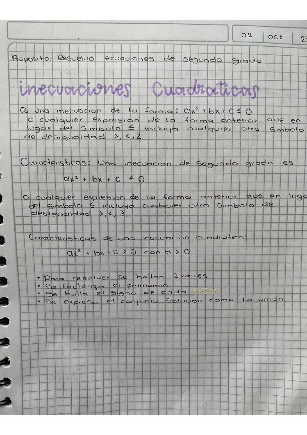Inecuaciones cuadráticas