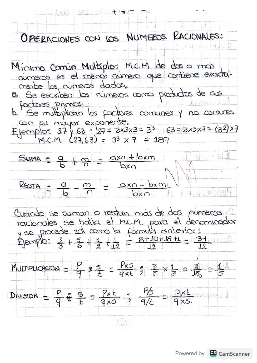OPERACIONES CON NUMEROS RACIONALES