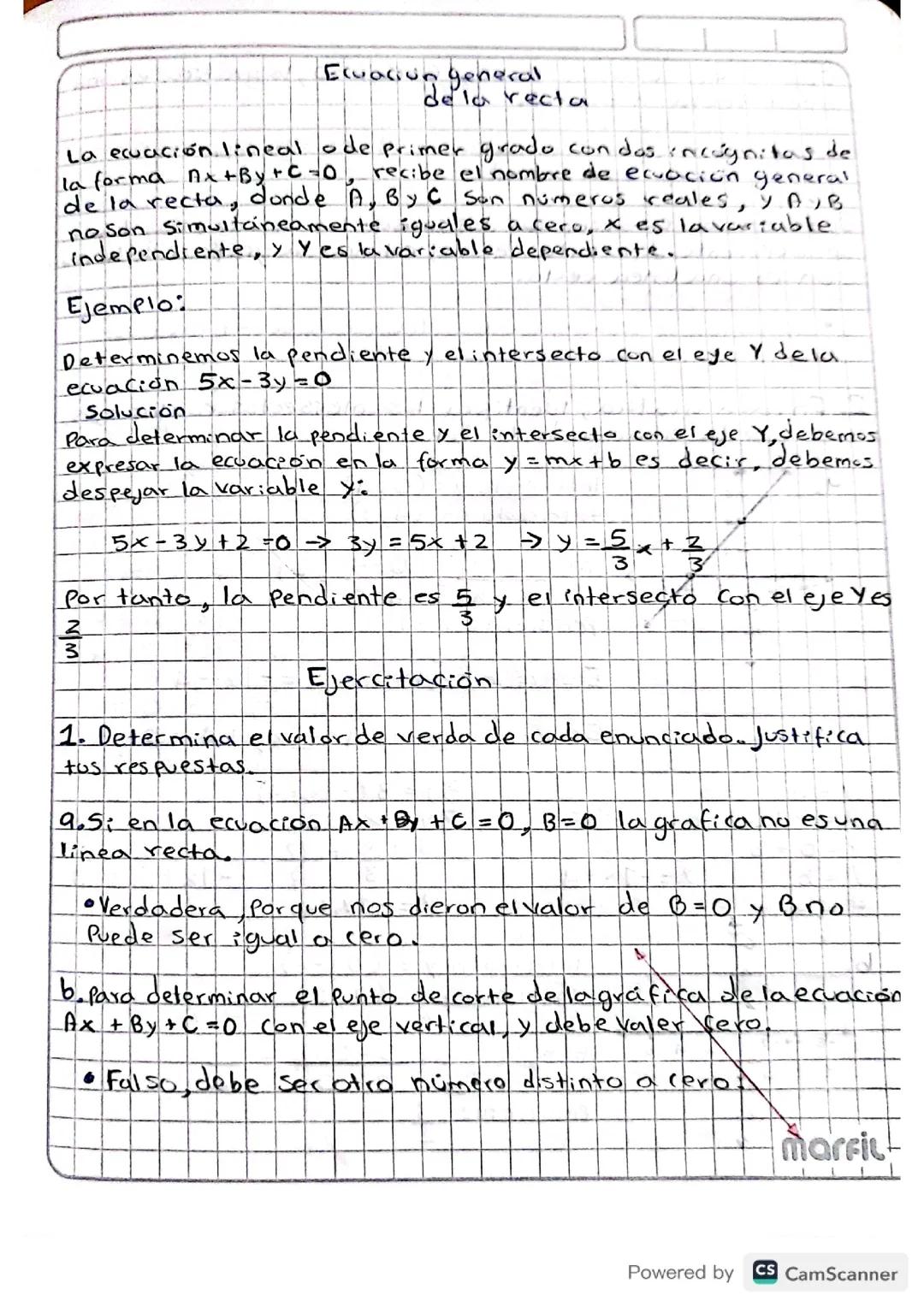 Ecuación general de la recta 