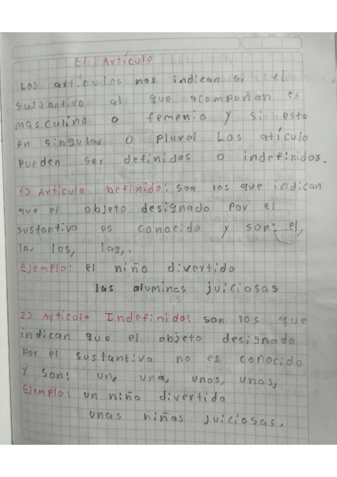 El Articulo
LOS
art, culos
nos
indican
Sustantivo
al
que
Masculino
0
femenio
acompañan
Y si esta
es
en
singular
0
Plural
Los
aticulo
Pueden
