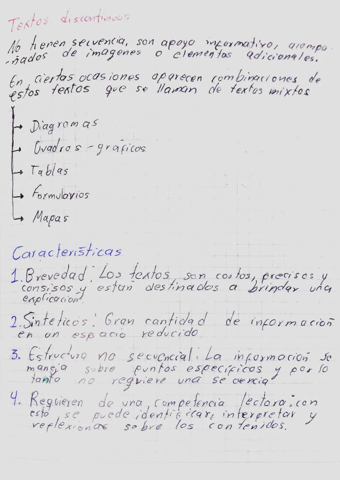 Textos, discontinuos

No tienen servencia, son apoyo informativo, alampa.
-ñados de imagenes o elementos adicionales.

En ciertas ocasiones 