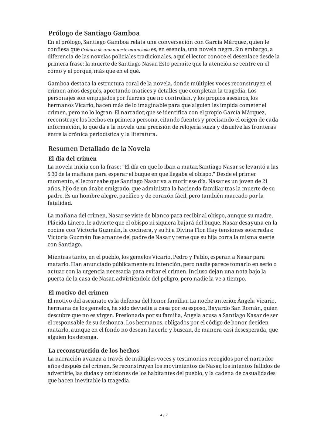 Crónica de una muerte anunciada - Resumen Extendido
Introducción y Contexto
Gabriel García Márquez es uno de los escritores más representati