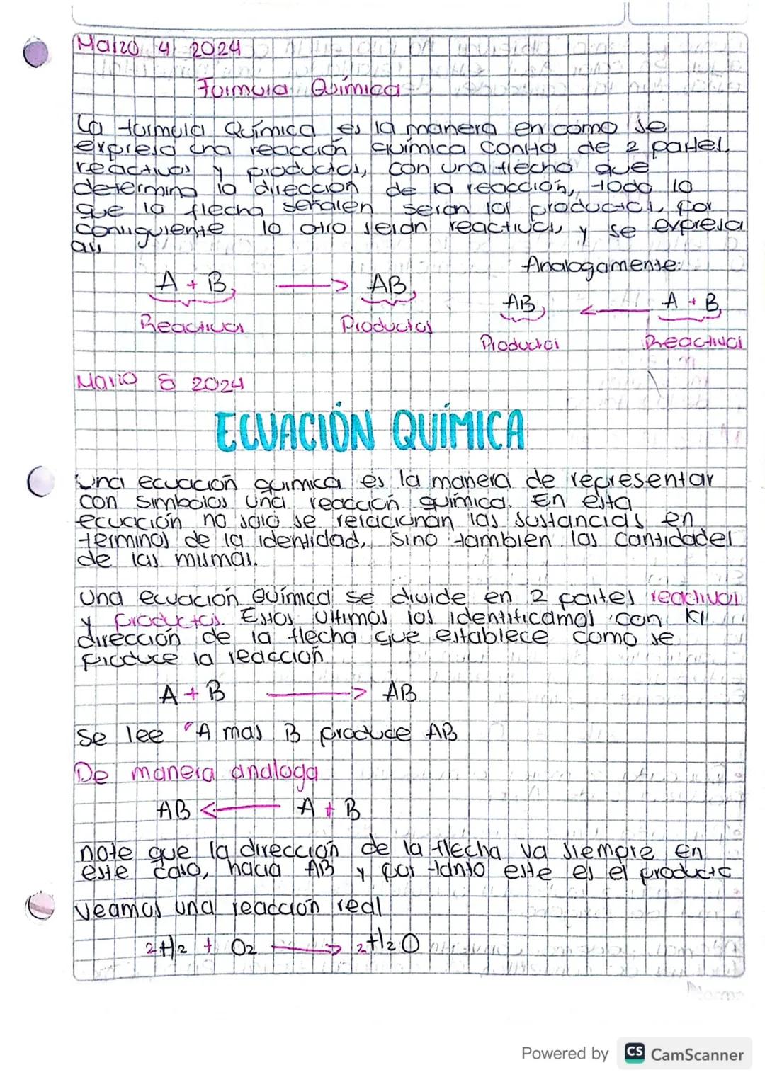Mal20 4 2024
Formula Quimica
La formula Química es la manera en como se
expreso una recicción química conHo de 2 padel
reactivos
4 productal