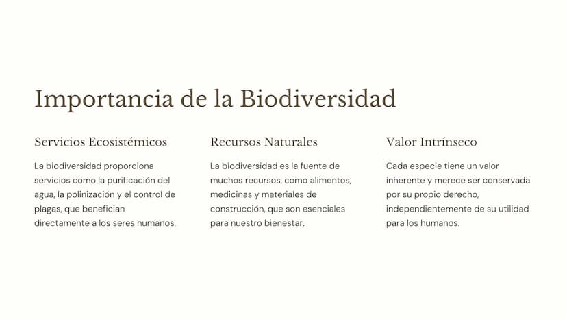 Biodiversidad:
Importancia, Amenazas
y Conservación
La biodiversidad, o la variedad de formas de vida en
nuestro planeta, es fundamental par