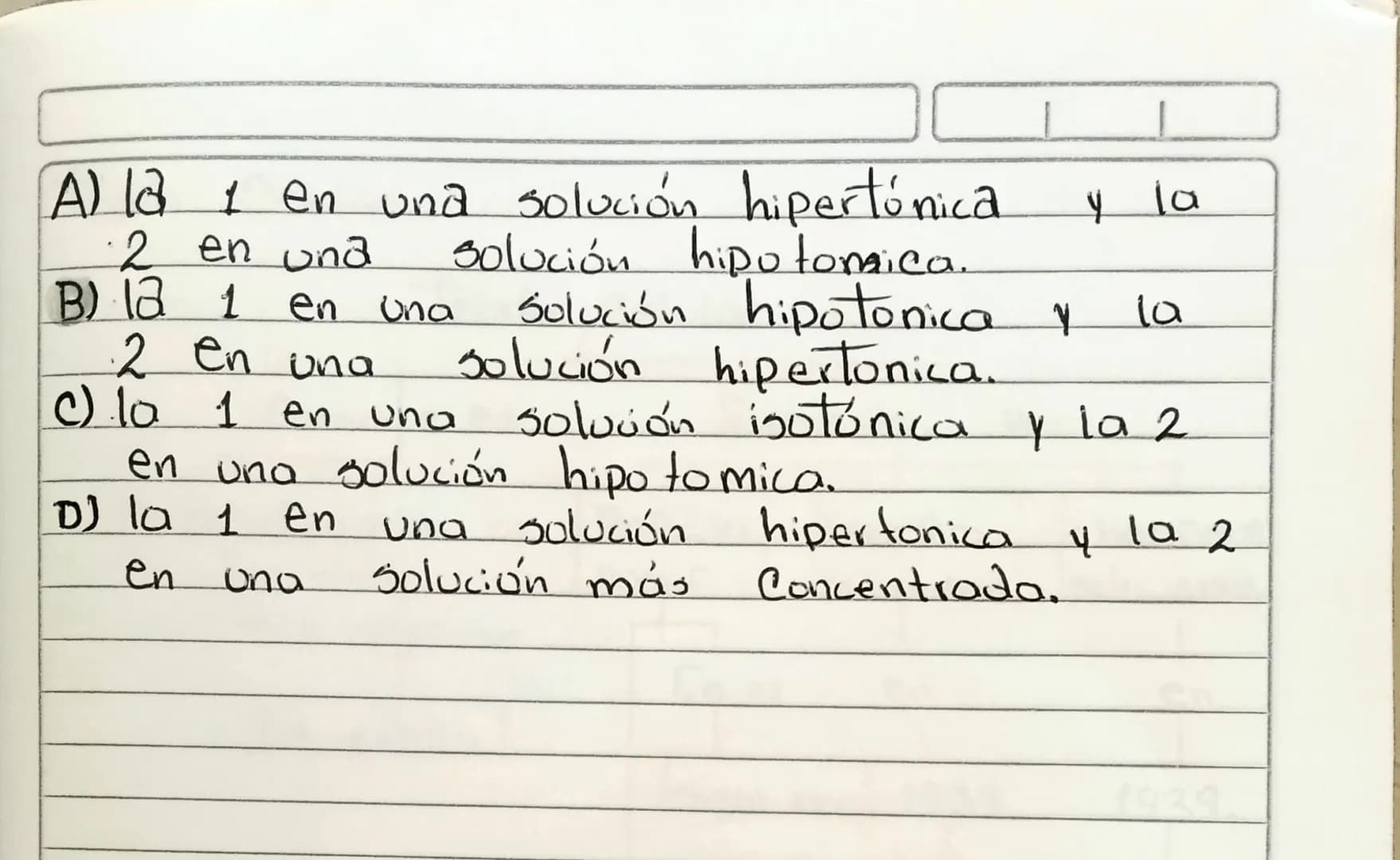 Biologia
LA CELULA
Pregunta Tipos 1
Selección multiple con
1. Si colocamos
Como
una
Unica respuesta.
célula animal en un medio
el que se obs