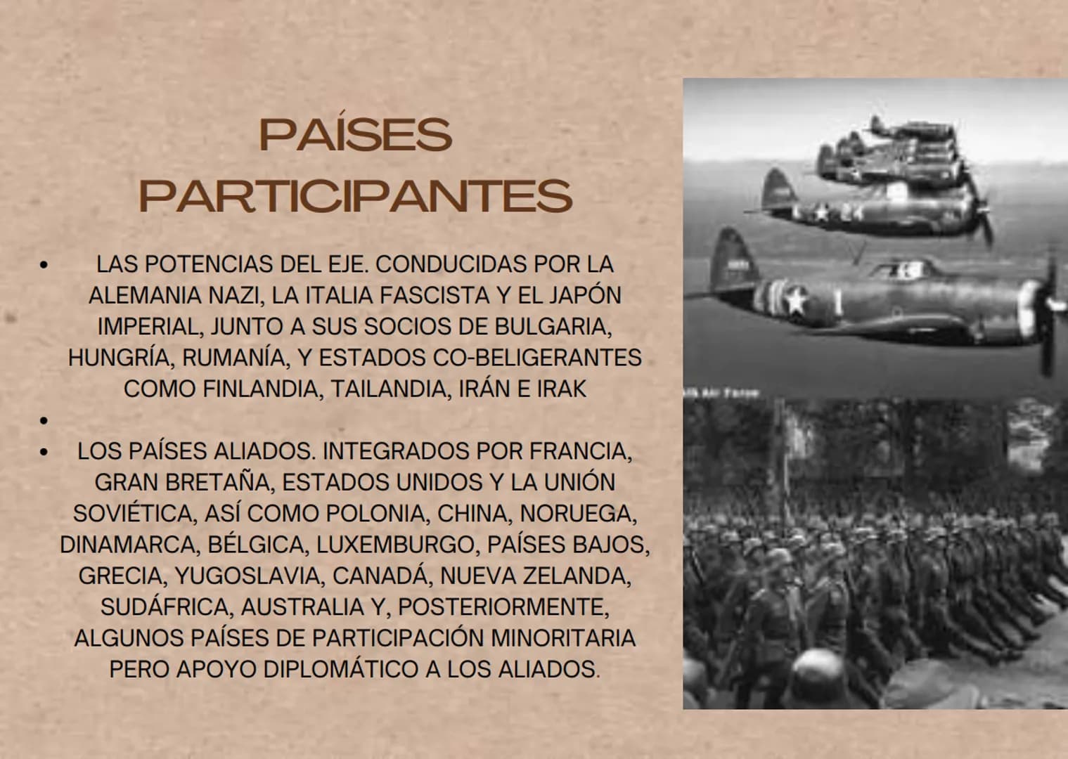 LA SEGUNDA GUERRA
MUNDIAL La Segunda Guerra Mundial fue un conflicto
armado que tuvo lugar entre los años de 1939
y 1945, y que involucró de