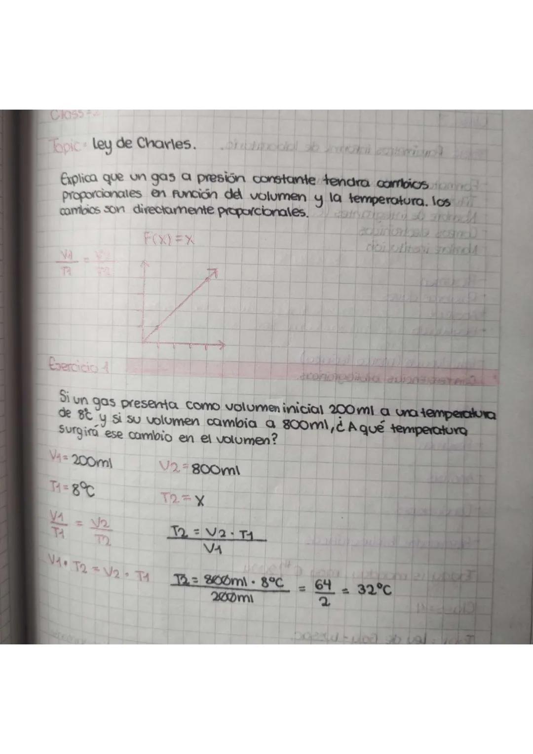 Class
Topic Ley de Charles.
Explica que un gas a presión constante tendra combicstam
proporcionales en función del volumen y la temperatura.