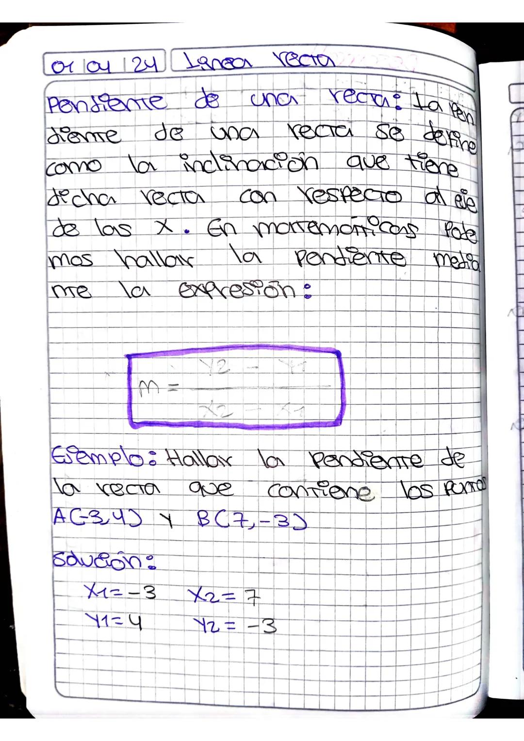 Linea recta (pendiente de una recta)