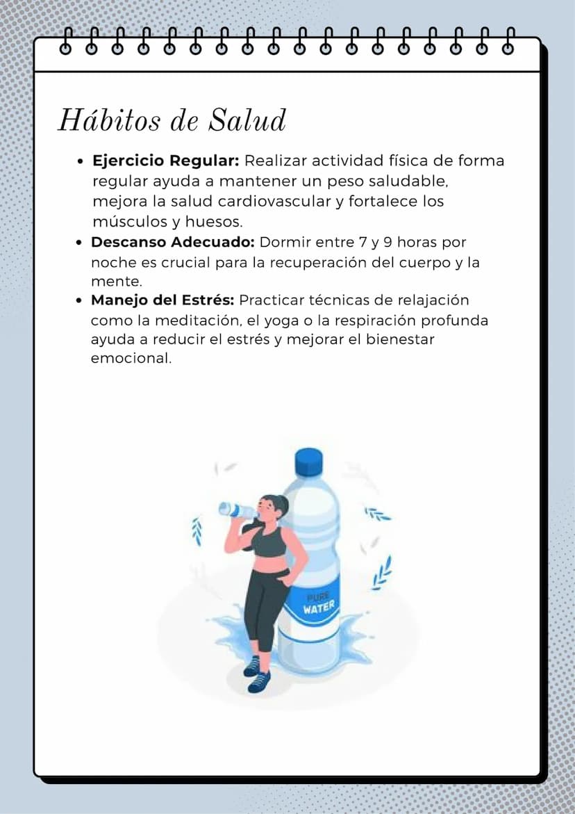 HÁBITOS DE HIGIENE Y
SALUD
Mantener buenos hábitos de higiene y salud es
fundamental para prevenir enfermedades y mantener
el bienestar gene