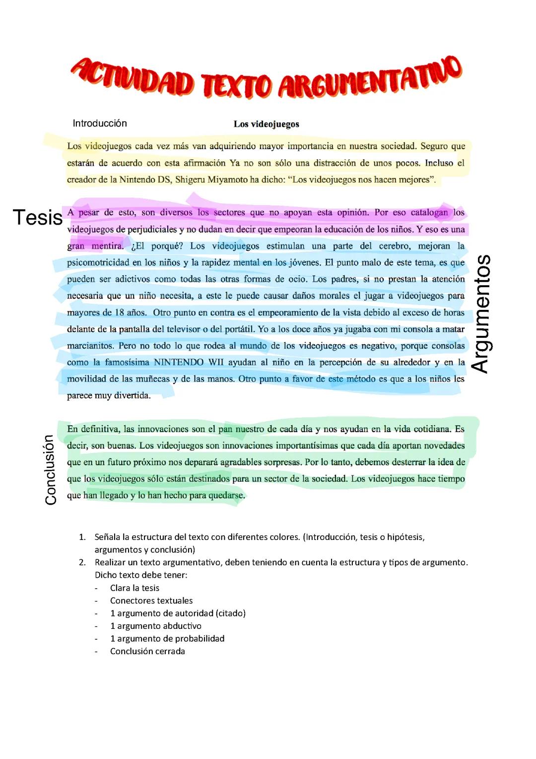 Partes de un Texto Argumentativo
