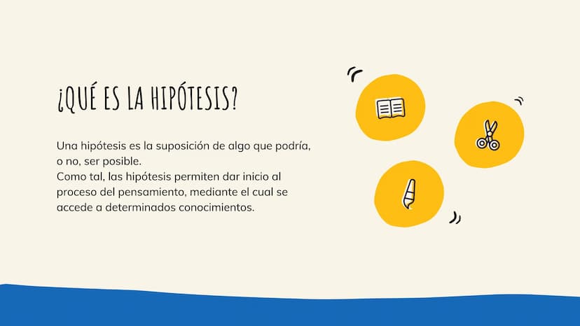 Ж
་
ее
LA HIPOTESIS
ее
*
བ
» ¿QUÉ ES LA HIPÓTESIS?
Una hipótesis es la suposición de algo que podría,
o no, ser posible.
Como tal, las hipót