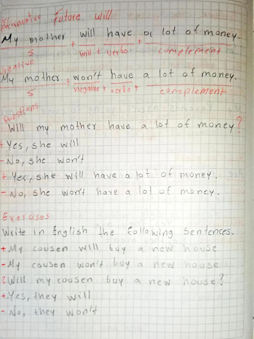 Grammar Page 9. future will

Affirmative

1

You

He

She

it '11 (=will) live

We

You

They

Negative

1

you

He

she

it won't (=will no