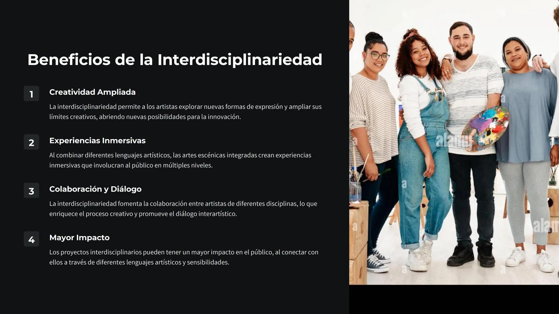 Artes Escénicas
Integradas
Las artes escénicas integradas abarcan la fusión de diferentes
disciplinas artísticas para crear experiencias esc