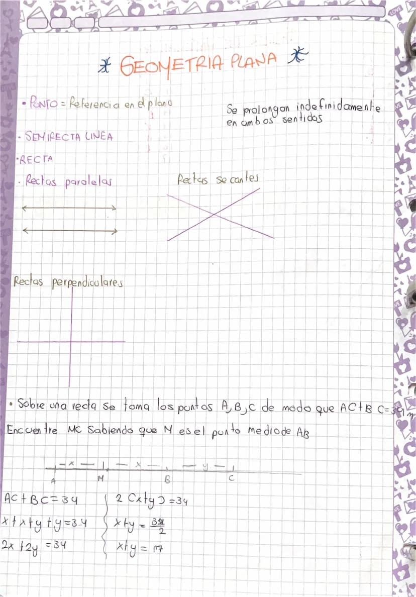 * GEOMETRIA PLANA *
• PONTO = Referencia
en
el plano
Se prolongan indefinidamente
en ambos sentidos.
SEMIRECTA LINEA
RECTA
· Rectas paralela