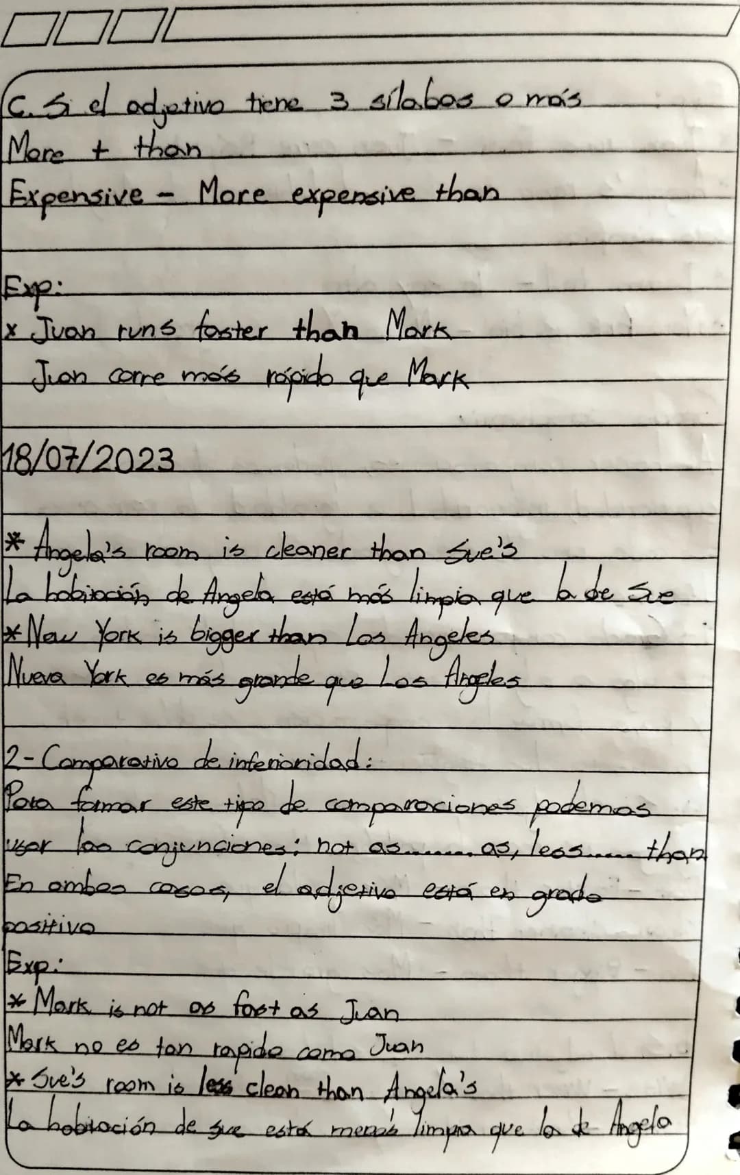 17/07/2023
Comparative and superlative adjetives
Fat -> fatter -> The fattest
a más
Cuando e adjeting tiene 2 silabas
hanest -> More honest 