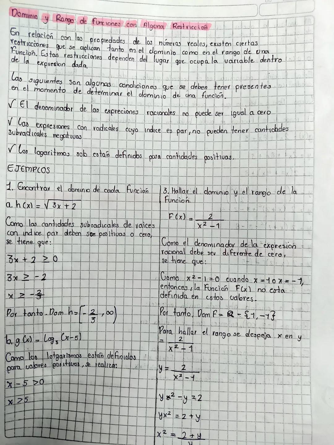 Dominio y rango de funciones 