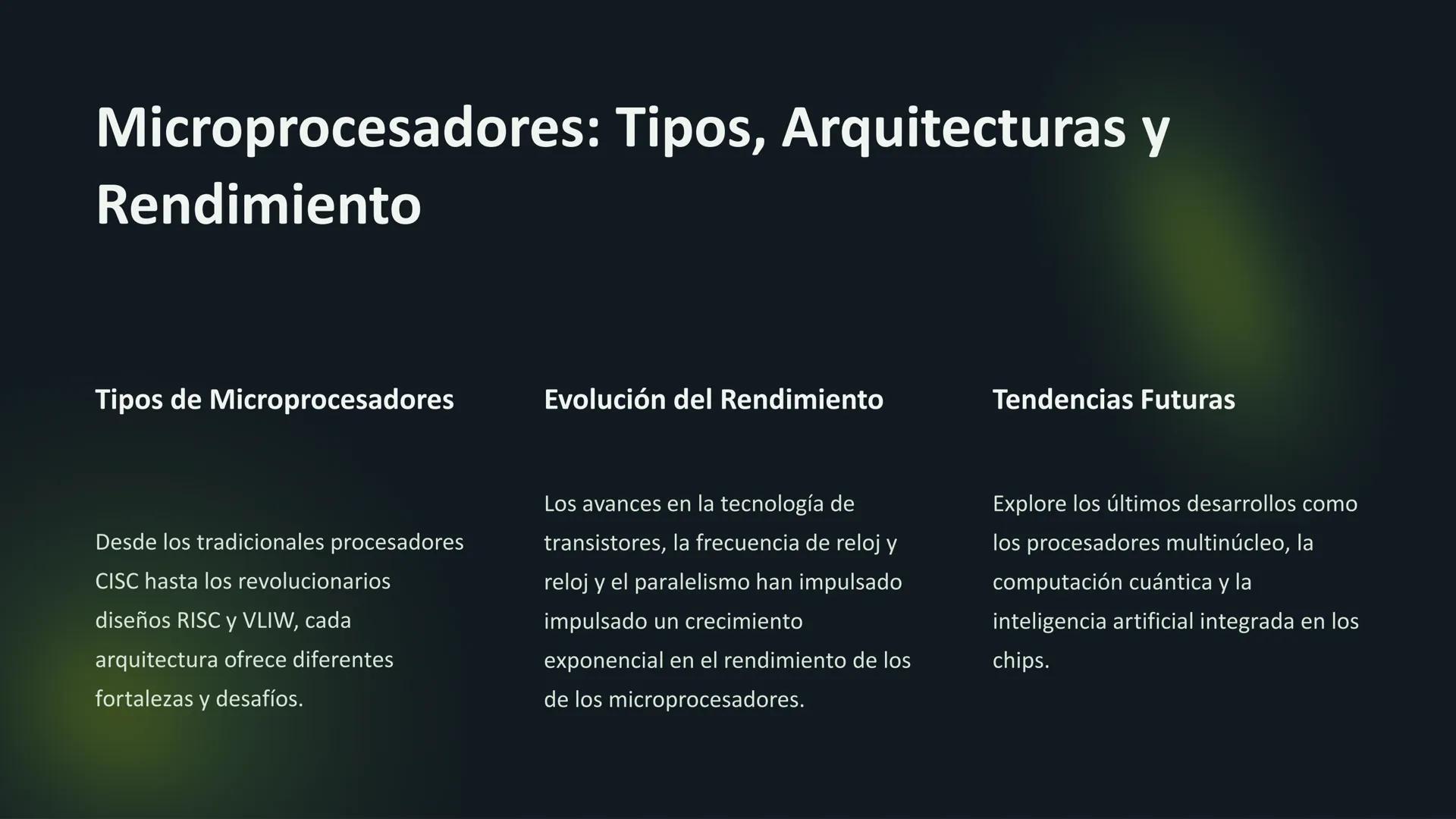 Arquitectura de
Computadores
Avanzada
Explore la evolución de la arquitectura de computadores,
desde los microprocesadores hasta las técnica