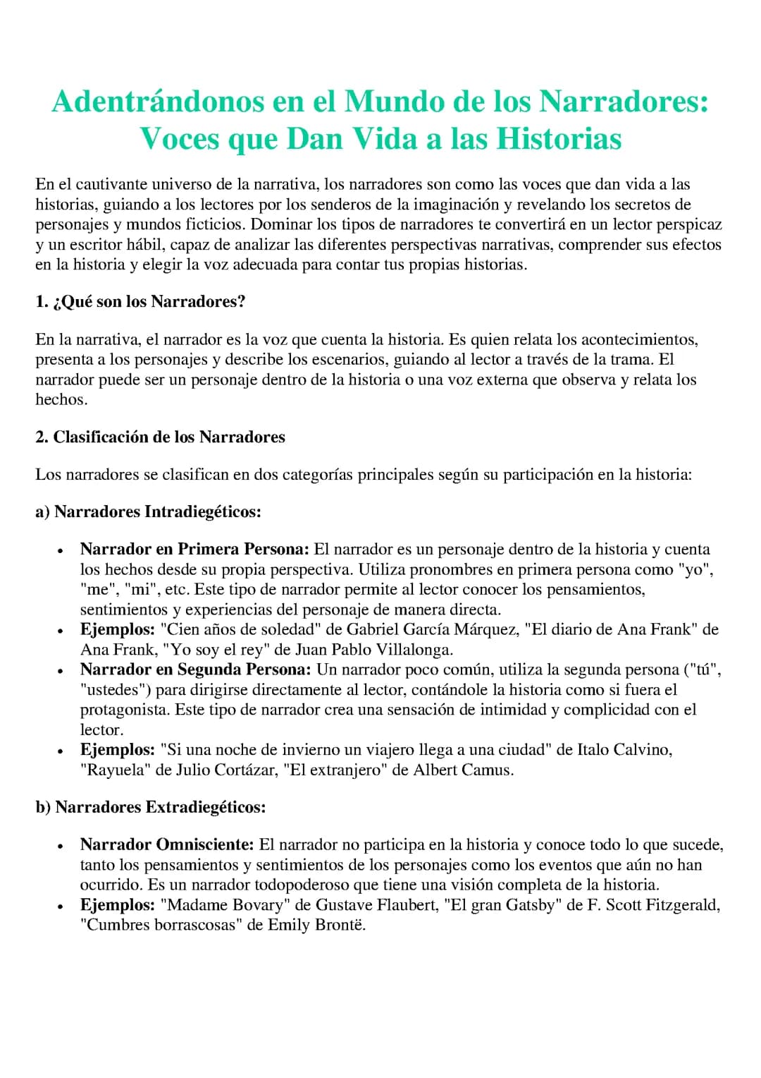 LOS TIPOS DE NARRADORES