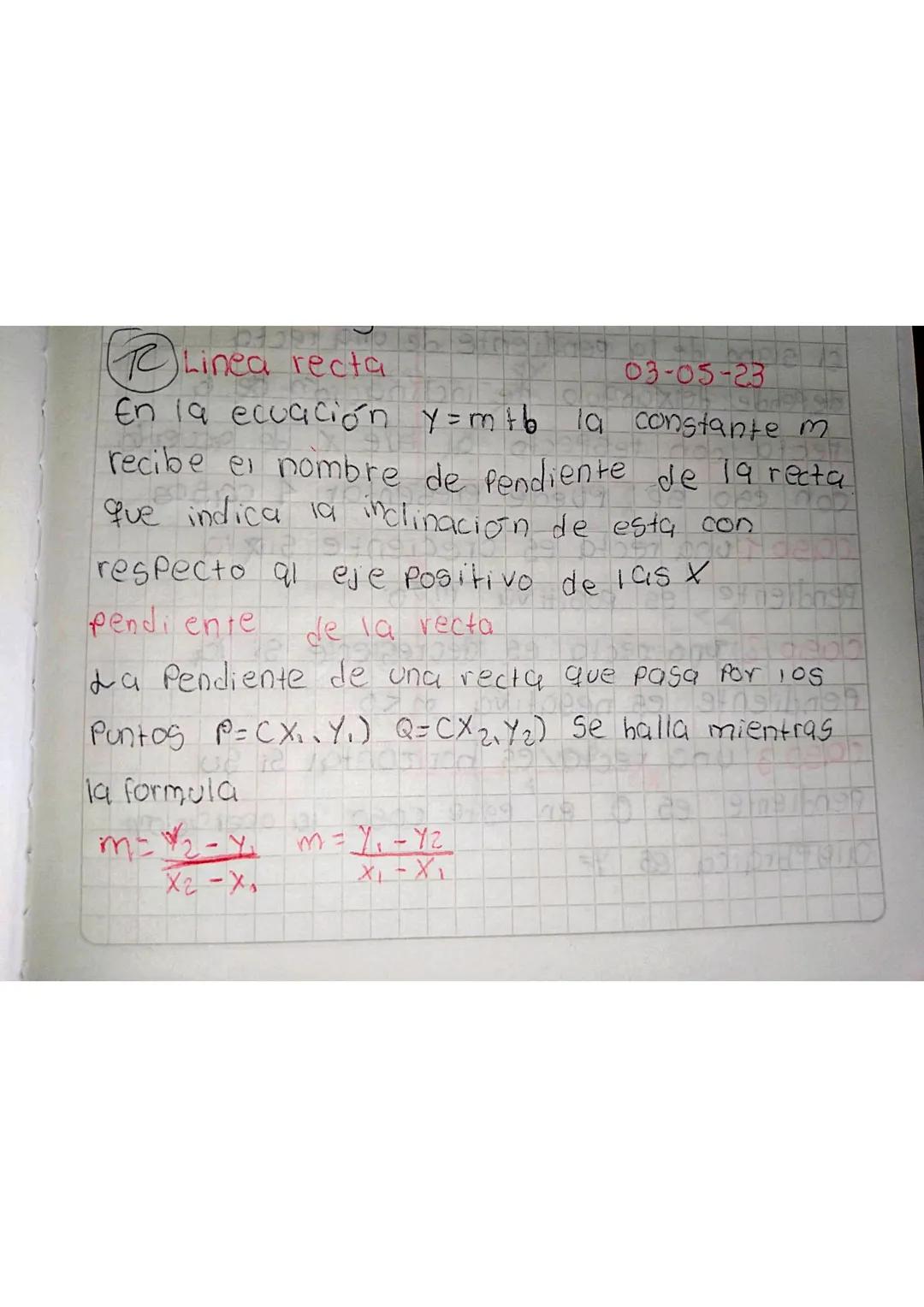 Linea recta
2003-05-23
En la ecuación y = mtb la constante m
recibe el nombre de pendiente de la recta
que indica la inclinación de esta con