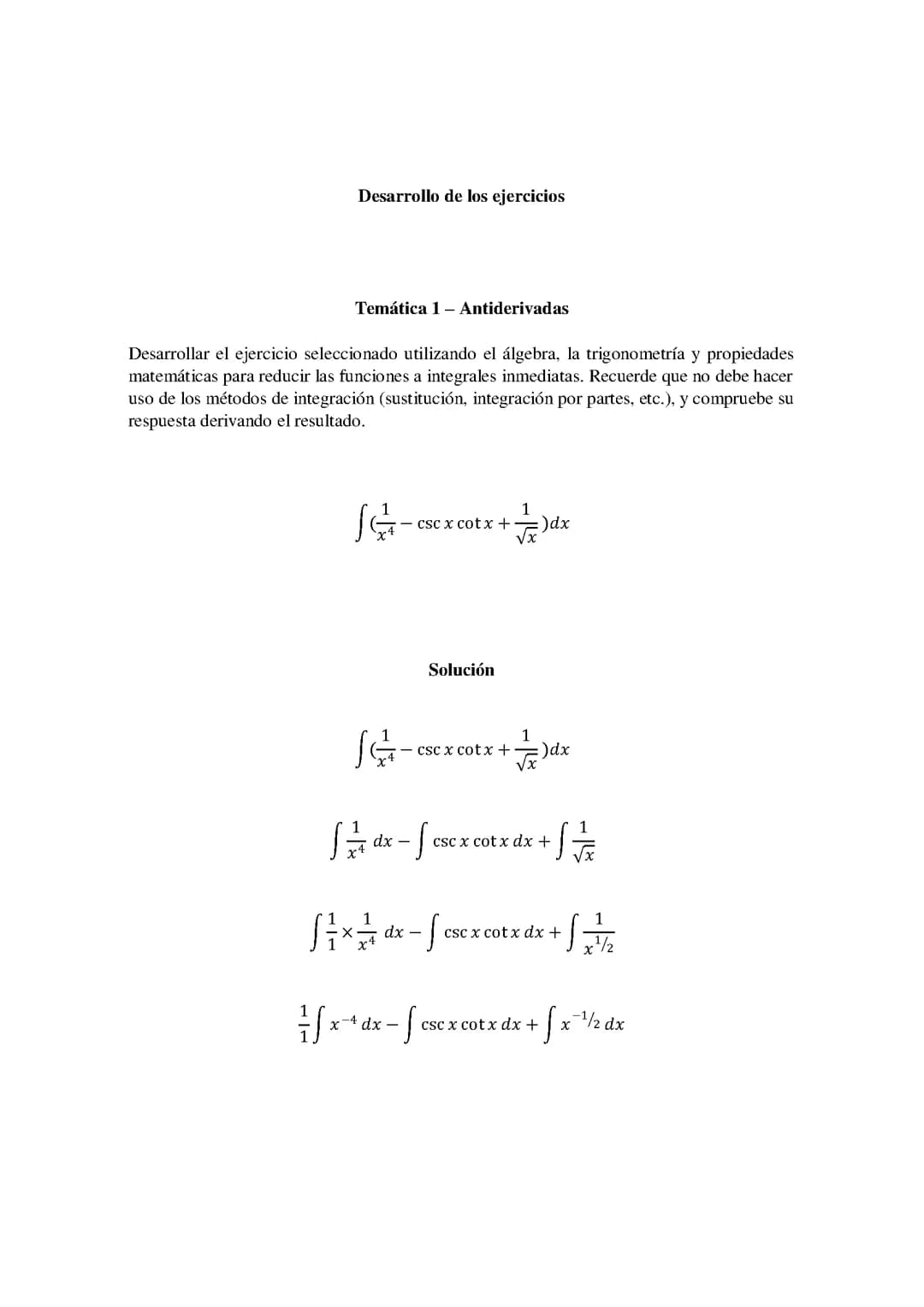 Antiderivadas, Sumas de Riemann y derivada integral