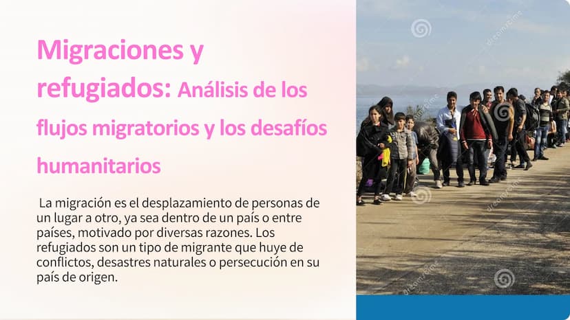 Migraciones y
refugiados: Análisis de los
flujos migratorios y los desafíos
humanitarios
La migración es el desplazamiento de personas de
un