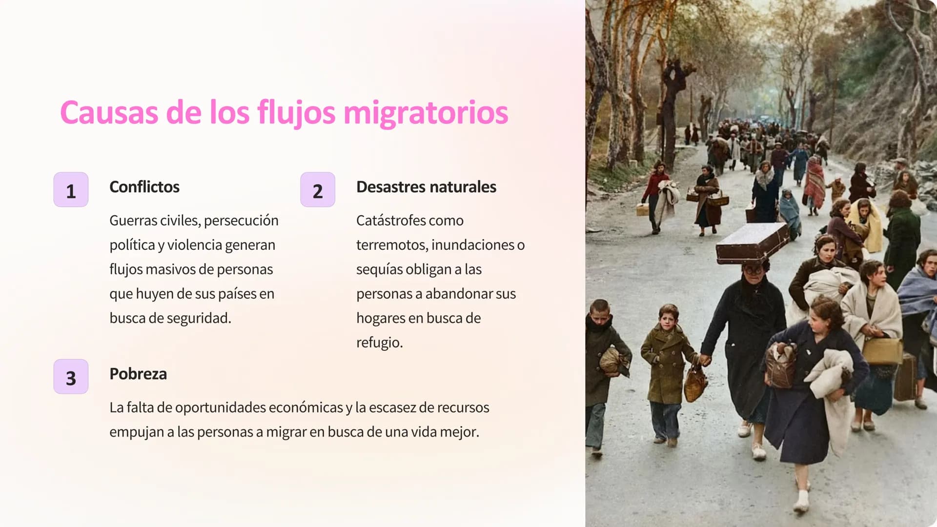 Migraciones y
refugiados: Análisis de los
flujos migratorios y los desafíos
humanitarios
La migración es el desplazamiento de personas de
un