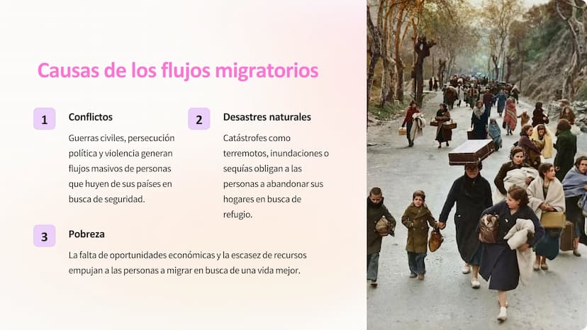 Migraciones y
refugiados: Análisis de los
flujos migratorios y los desafíos
humanitarios
La migración es el desplazamiento de personas de
un