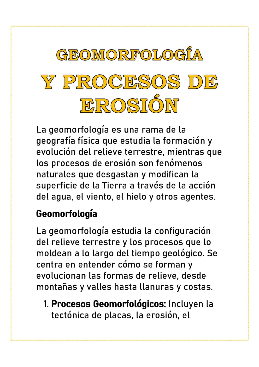 GEOMORFOLOGÍA - PROCESOS DE EROSIÓN 