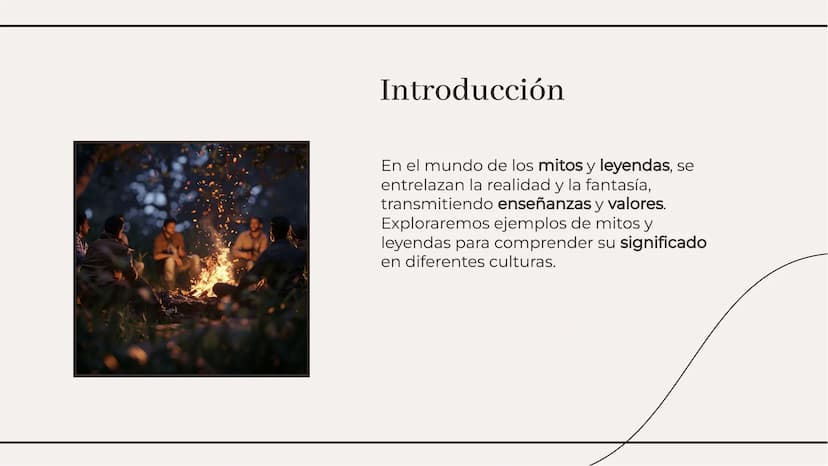 Los mitos y las leyendas Introducción
En el mundo de los mitos y leyendas, se
entrelazan la realidad y la fantasía,
transmitiendo enseñanzas