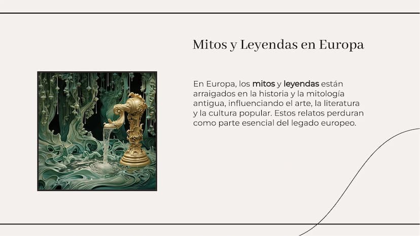 Los mitos y las leyendas Introducción
En el mundo de los mitos y leyendas, se
entrelazan la realidad y la fantasía,
transmitiendo enseñanzas