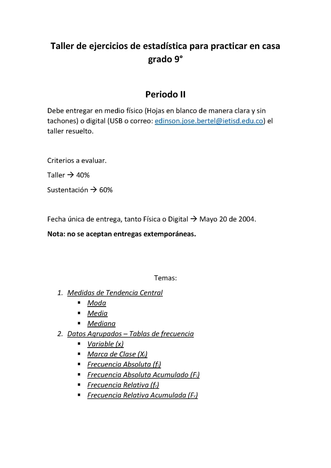 Ejercicios de estadística 