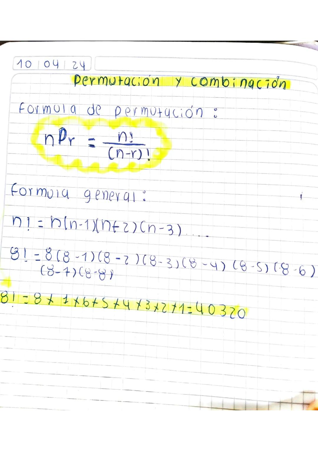 Permutación y combinación