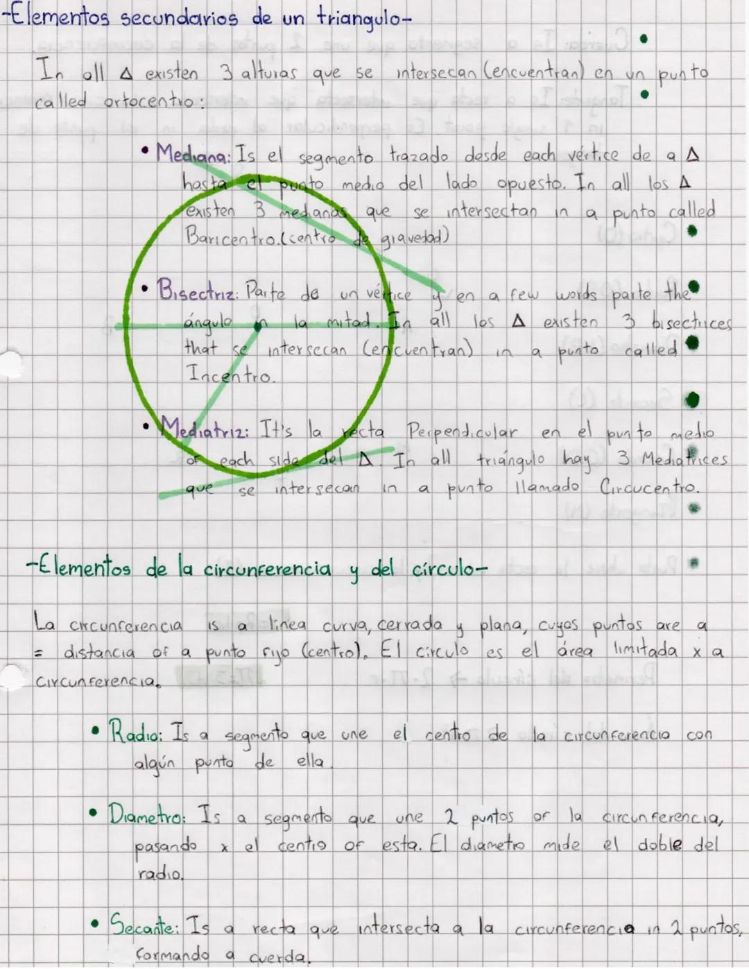 Elementos secundarios de un triangulo-
In all A existen 3 alturas que se
called ortocentro:
r
intersecan (encuentran) en un punto
.
• Median