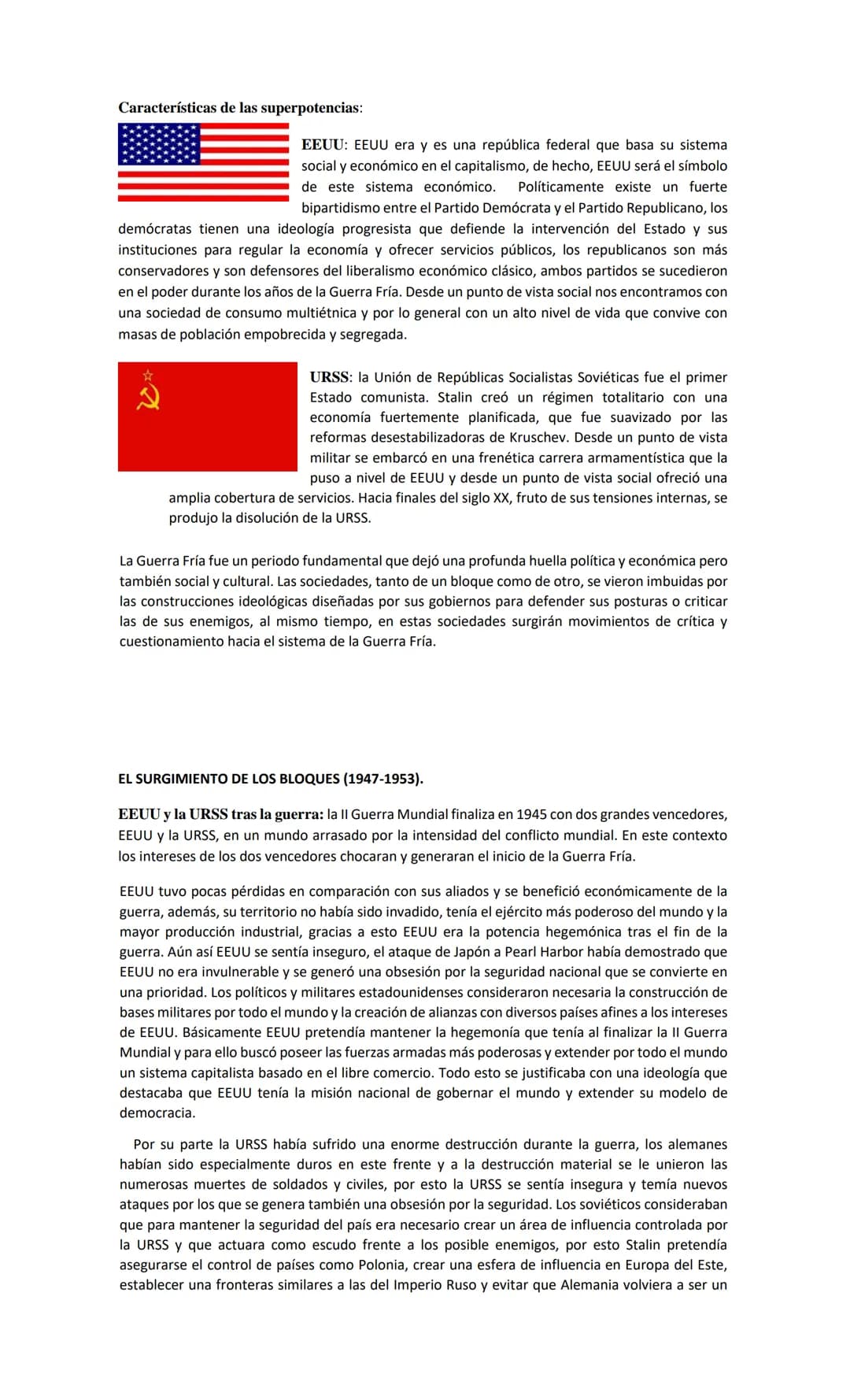 CONTEXTO DE LA GUERRA FRÍA
La rivalidad entre EEUU y la URSS planteó una posibilidad apocalíptica: si se enfrentaban ambas
potencias y usaba